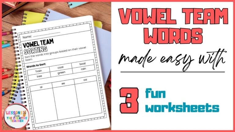 Vowel team words made easy with 3 fun worksheets