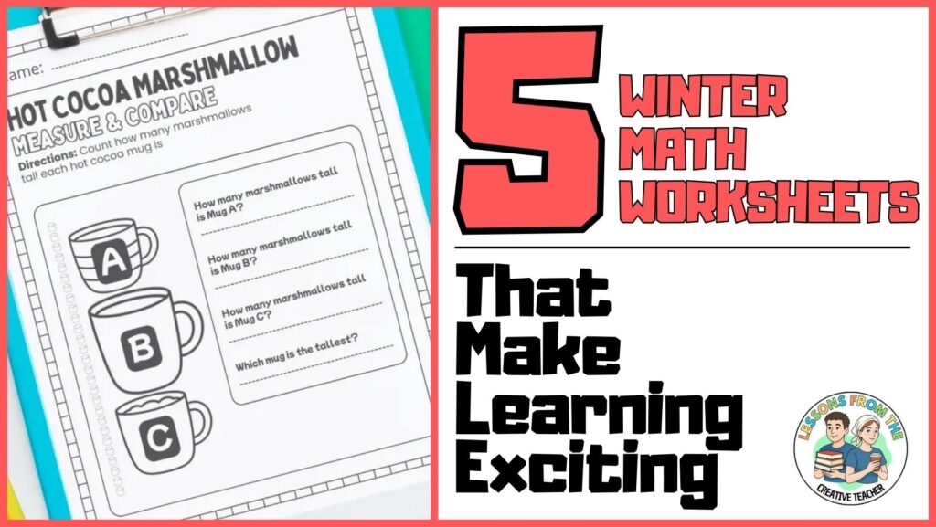 winter math worksheets cover