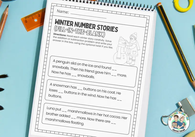 winter math worksheets